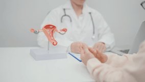 Elderly Woman patient consulting doctor with anatomy Uterus and Ovaries. Ovarian and Cervical cancer, Cervix disorder, Endometriosis, Hysterectomy, Uterine fibroids, Reproductive system and Pregnancy  - Powered by Shutterstock - Get 15% off with code: PIKWIZARD15