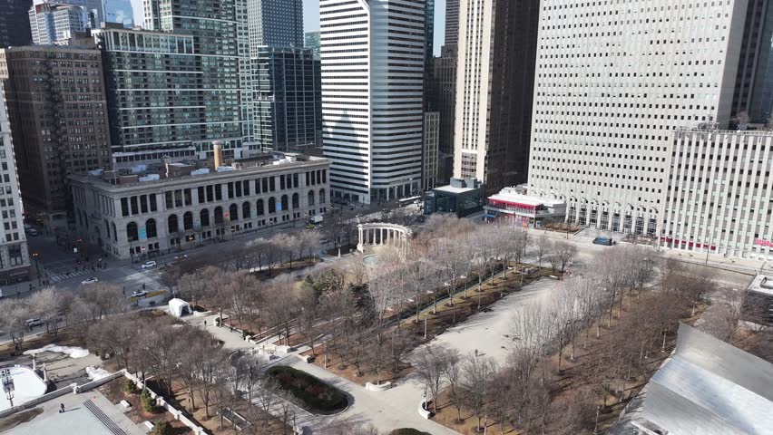 Millennium Park At Chicago In Illinois United States. Downtown Cityscape. Leisure Park Landscape. Millennium Park At Illinois United States. Metropolitan District. Big City Background.