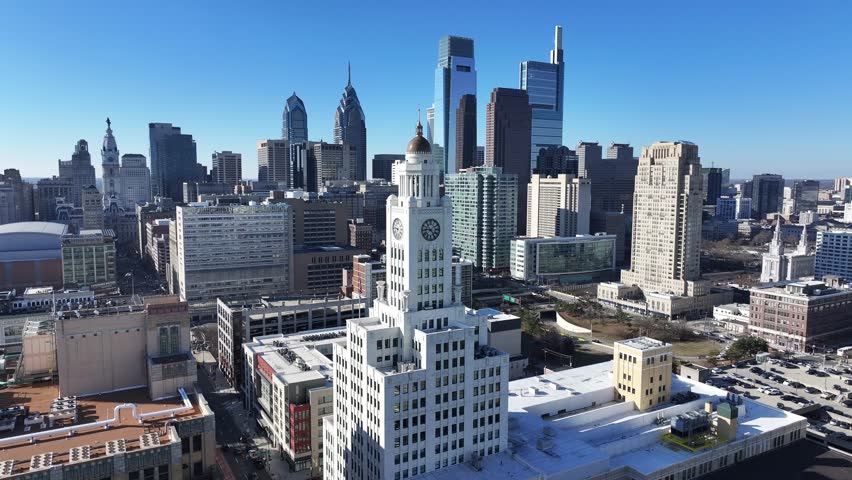 Downtown Philadelphia At Philadelphia In Pennsylvania United States. Downtown City. Metropolis Landscape. Downtown Philadelphia At Pennsylvania United States. Financial District. Stunning Cityscape.