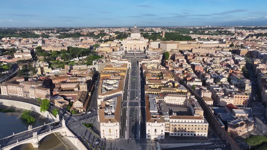 Vatican City At Rome In Italy Vatican. Medieval Buildings. Sant Angelo Castle. Vatican City At Rome In Italy Vatican. Tiber River Riverside. Roman Bridge Landscape. Rome Skyline.