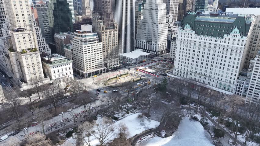 Central Park At Manhattan In New York United States. Downtown City. Leisure Park Landscape. Central Park At New York United States. Metropolitan District. Winter Scenery.