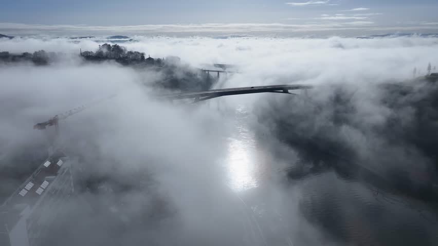 Porto Skyline At Porto In Porto District Portugal. Medieval Village. Fog Morning Landscape. Douro River Scenery. Porto Skyline In Portugal. Portugal Skyline. Travel Landscape.