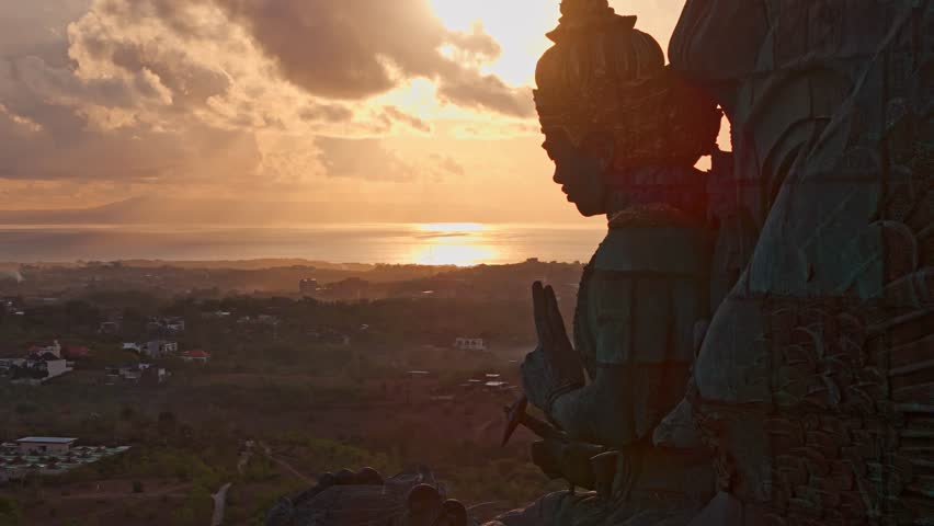 Bali's Most Iconic Landmark Hindu God Garuda Wisnu Kencana statue also GWK statue is a 122-meter tall statue located in Garuda Wisnu Kencana Cultural Park, Bali, Indonesia.