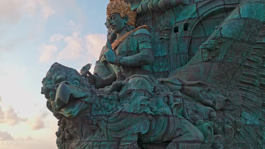 Bali's Most Iconic Landmark Hindu God Garuda Wisnu Kencana statue also GWK statue is a 122-meter tall statue located in Garuda Wisnu Kencana Cultural Park, Bali, Indonesia.