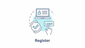 Register blue concept icon animation. Input login to access computer system. Digital data update. Information control technology. Cyan circular animated abstract idea. HD video with alpha channel - Powered by Shutterstock - Get 15% off with code: PIKWIZARD15