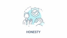 Honesty blue concept icon animation. Speaking and acting truthfully. Positive moral characteristics. Truthfulness in communication. Cyan circular animated abstract idea. HD video with alpha channel - Powered by Shutterstock - Get 15% off with code: PIKWIZARD15
