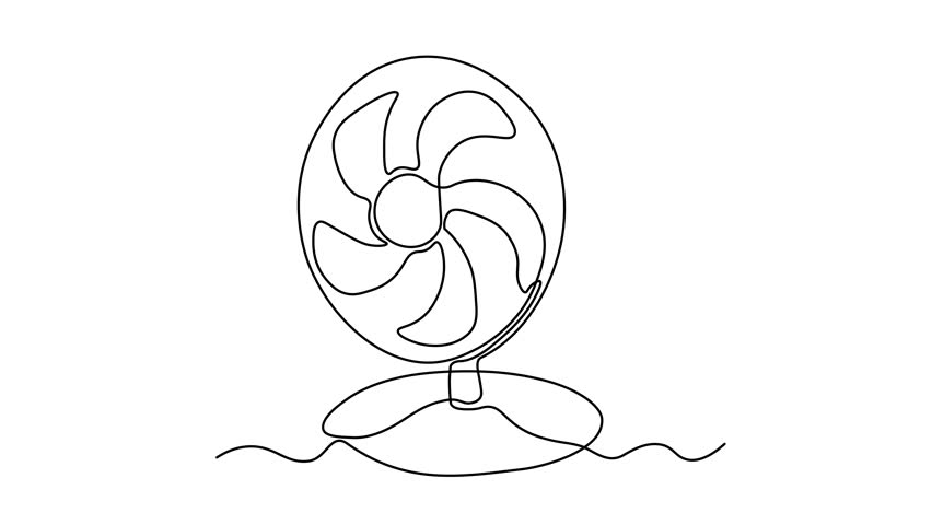 Abstract table Fan, Self drawing animation one continuous line draw, logo
