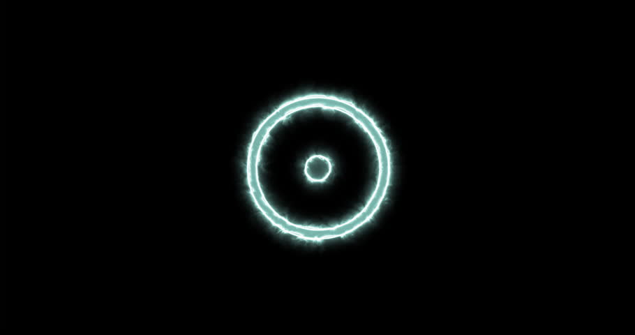 Astronomical symbol of the Sun blue flaming. Loop