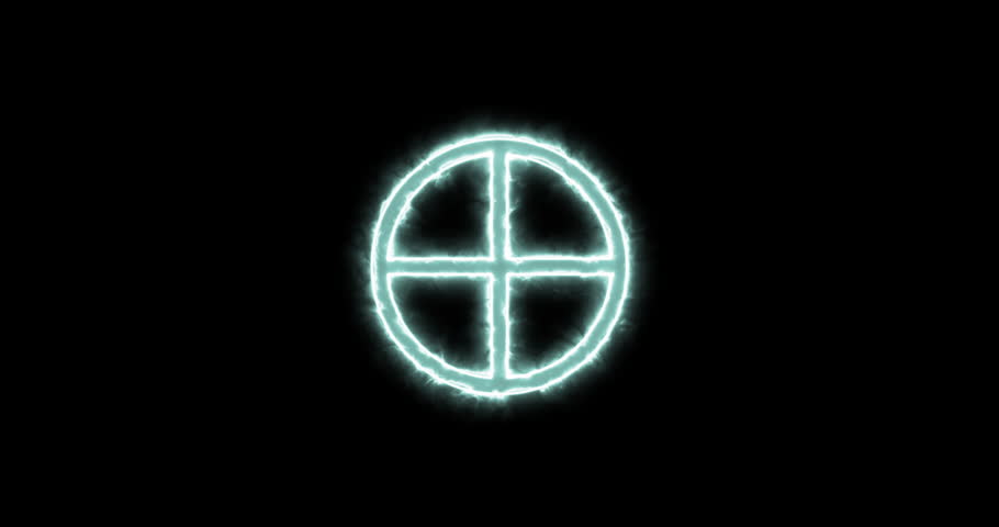 Astronomical symbol of Earth planet blue flaming. Loop