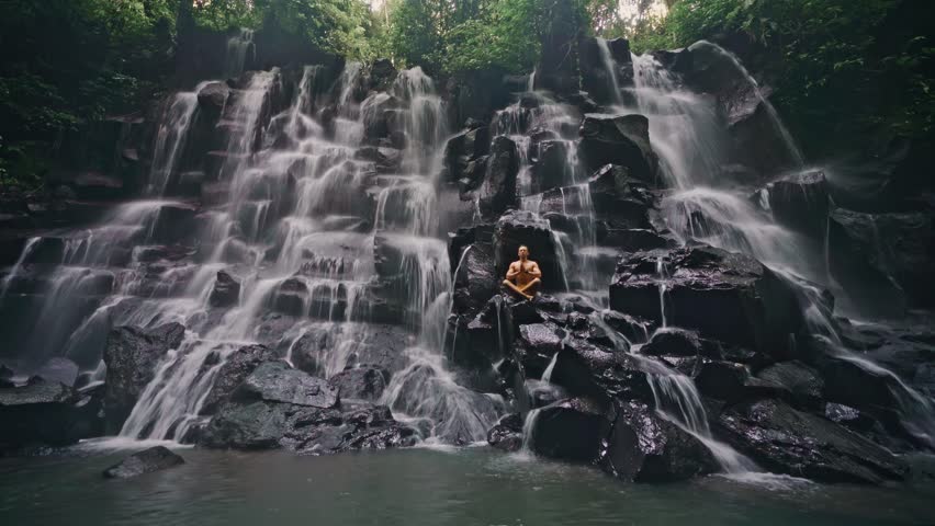 Bali waterfall Kanto Lampo Waterfall one of the most beautiful tropical waterfalls Bali famous landmark and popular travel destination Bali, Indonesia 4K