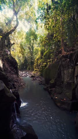 Bali Waterfall Kanto Lampo one of the most beautiful tropical waterfalls Bali famous landmark and popular travel destination Bali, Indonesia 4K