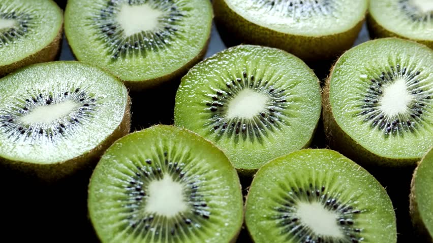 Close-up View of Sliced Fresh Kiwifruit