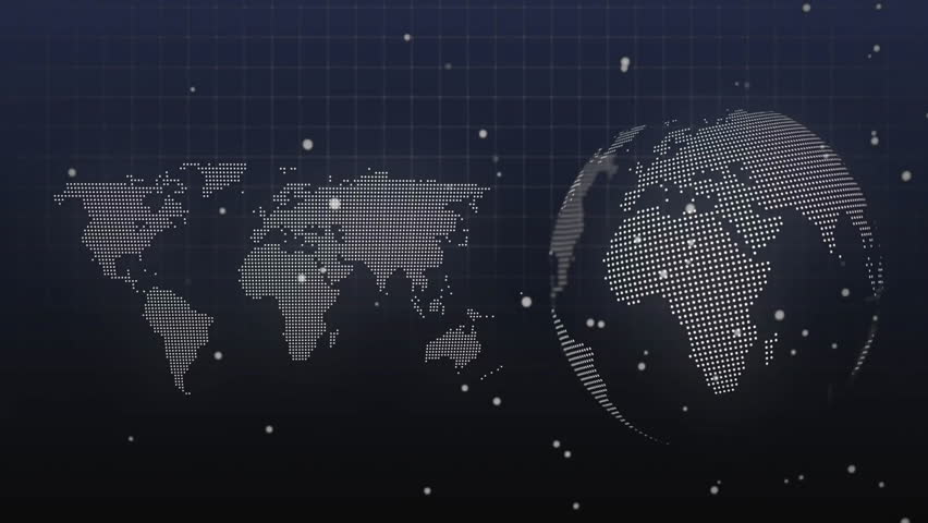 Dotted world map expanding in digital dashboard, featuring transparent UI panels and code overlays. Digital, data, analytics, futuristic, technology, visualization, interface