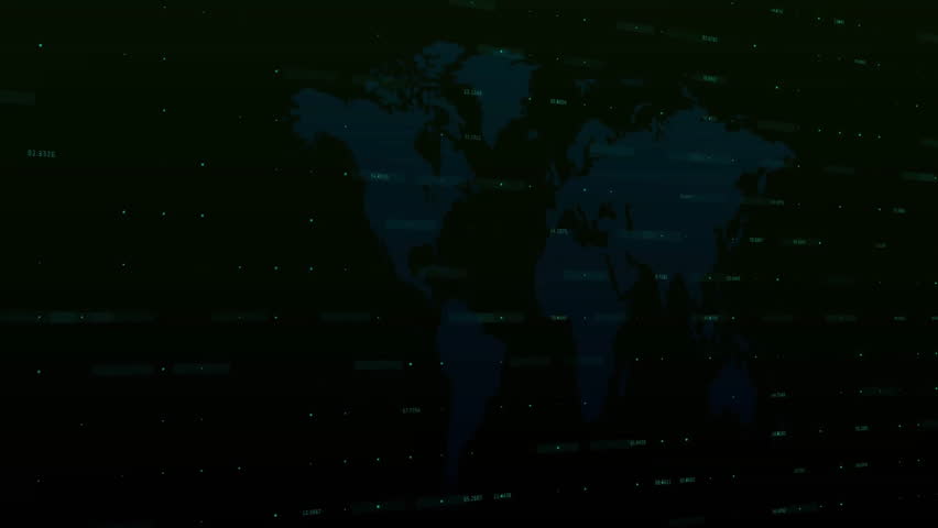 Dark trading screen displaying green red candlesticks, magenta lines and transparent world map grid. Finance, data visualization, digital dashboard, stock market, investment analysis, technology, ui - Powered by Shutterstock - Get 15% off with code: PIKWIZARD15