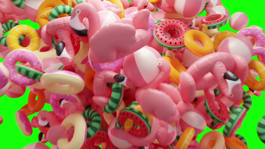 Bursting Pool Floating Video Transitions On Green Screen