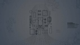 Binary-digit head floating on pale blue grid, showing colored line graphs and candlestick charts. Technology, intelligence, analytics, data, digital, innovation, visualization - Powered by Shutterstock - Get 15% off with code: PIKWIZARD15