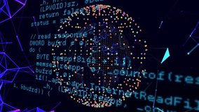 Animating network of interconnected computing icons over dark 3D dashboard featuring glowing code. Futuristic, technology, networking, cyber, digital, visualization, innovation - Powered by Shutterstock - Get 15% off with code: PIKWIZARD15