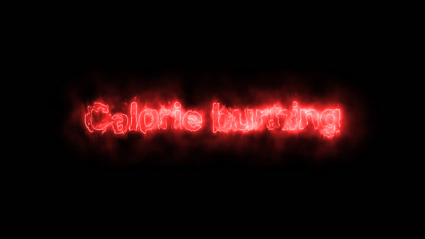 Electric red "Calorie burning" text effect with smoke, glow, and energy aura on a transparent background. Ideal for fitness, workout, and sport-themed videos