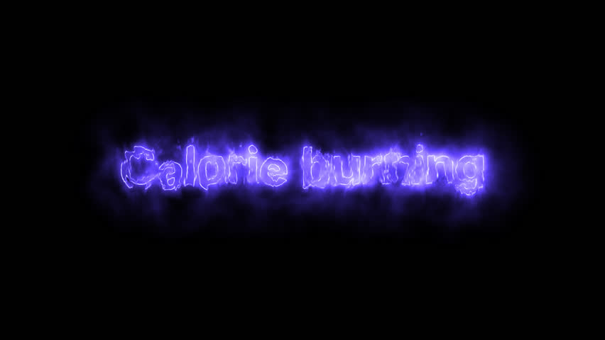 Glowing electric blue "Calorie burning" text effect with smoke and energy aura on a transparent background. Perfect for fitness, workout, and motivational videos