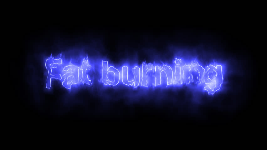 Glowing electric blue text effect saying "Fat burning" with smoke and energy aura on a dark background. Perfect for fitness, workout, and motivational videos.