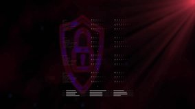 Red shield with padlock icon being animated in glitch UI, showing code fragments and grid nodes. Cybersecurity, digital, security, protection, futuristic, technology, encryption - Powered by Shutterstock - Get 15% off with code: PIKWIZARD15