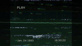 Pixelated globe spinning on glitch screen, scan lines, noise bars, PLAY icon, date time overlays. Digital, futuristic, abstract, technology, multimedia, distortion, vibrant - Powered by Shutterstock - Get 15% off with code: PIKWIZARD15