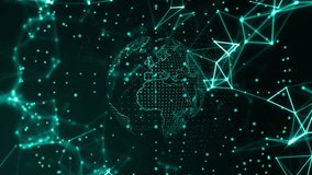 Showing circular segmented chart with green comment bubble, animating metric icons across network. Digital, cyber, futuristic, data, technology, connectivity, analytics - Powered by Shutterstock - Get 15% off with code: PIKWIZARD15