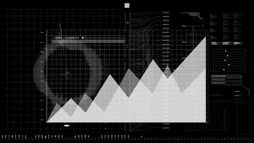 Triangular area chart animating across dark analytics dashboard showing radial graph, metric icons. Dashboard, analytics, visualization, data, interface, metrics, technology - Powered by Shutterstock - Get 15% off with code: PIKWIZARD15