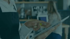 Woman manipulating holographic charts and numeric readouts on transparent display in tech workspace. Futuristic, innovation, digital, technology, business, data, sleek - Powered by Shutterstock - Get 15% off with code: PIKWIZARD15