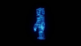 Side view of a glowing hologram robot reaching for a virtual interface. Ideal for sci-fi interfaces, AR HUD scenes, and future tech UI animations. - Powered by Shutterstock - Get 15% off with code: PIKWIZARD15