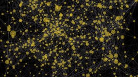 Abstract network visualizing connected lines with golden nodes and animated financial data panels. Technology, innovation, finance, data, analytics, digital, modern - Powered by Shutterstock - Get 15% off with code: PIKWIZARD15