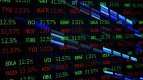 Digital market data display scrolling across dark grid background showing green red stock symbols. Financial technology, data visualization, stock market, electronic display, digital analytics, - Powered by Shutterstock - Get 15% off with code: PIKWIZARD15