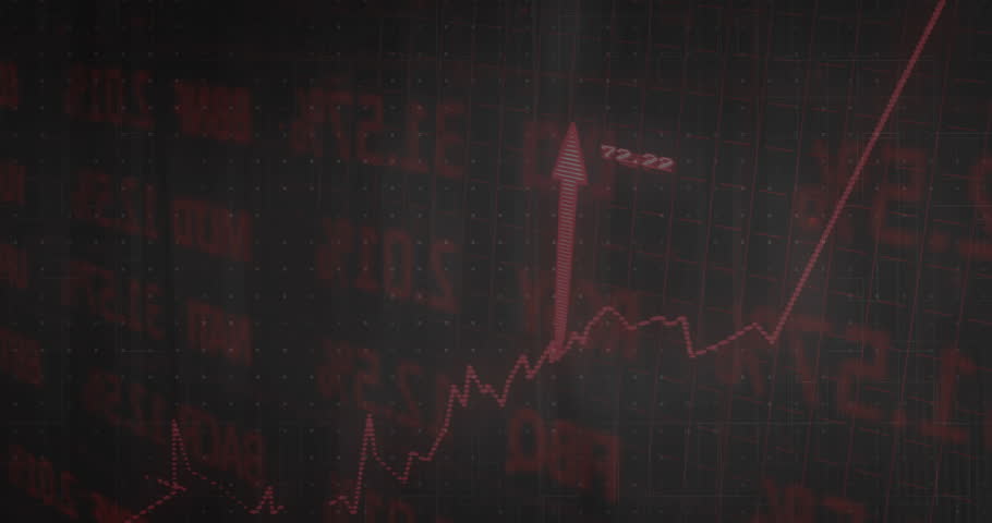 Displaying bar and line chart in dark red dashboard, featuring vertical bars, dual line graphs. Finance, analytics, data visualization, dashboard, technology, innovation, digital