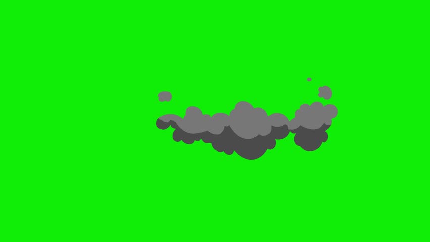 Smoke, Smoke Elements motion graphics, fog, steam effects, wind, blast, Cartoon smoke explosion on a green screen. Cartoon Smoke transition animation with key color. Chroma key, 4K video