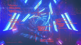 3D render corridor featuring glowing hexagonal spiral with drifting red code overlays and particles. Cyberspace, futuristic, digital, sci-fi, holographic, immersive, technology - Powered by Shutterstock - Get 15% off with code: PIKWIZARD15
