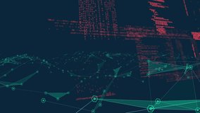 3D render network mesh displaying floating green hexagonal nodes connecting over red pixel wave. Futuristic, digital, abstract, technology, connectivity, cyber, innovation - Powered by Shutterstock - Get 15% off with code: PIKWIZARD15