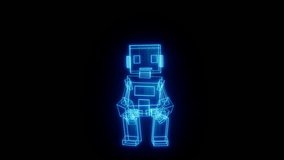 Looping sci-fi hologram robot sitting in idle command mode. Perfect for AR dashboards, control room UI, or futuristic assistant animation. - Powered by Shutterstock - Get 15% off with code: PIKWIZARD15