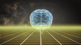 3D-rendered glowing brain hologram floating above neon grid displaying digital waveforms, glitches. Futuristic, digital, cybernetic, neon, abstract, technological, innovative - Powered by Shutterstock - Get 15% off with code: PIKWIZARD15