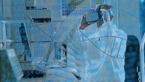 Senior scientist exploring virtual DNA helix in research lab, with glowing binary code overlays. Innovation, technology, futurism, science, digital, biotechnology, research - Powered by Shutterstock - Get 15% off with code: PIKWIZARD15