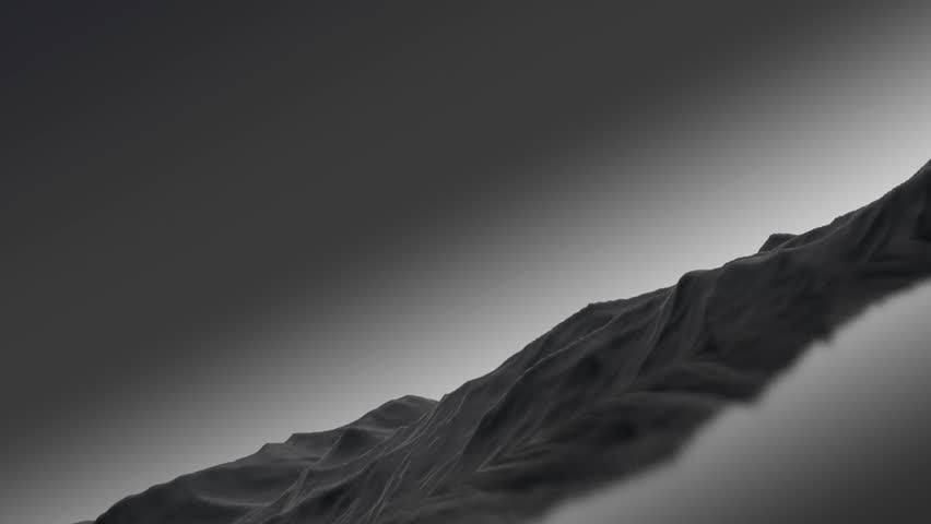 Gloomy dark stone,rocky island on the horizon of water,lake,animation.3D render