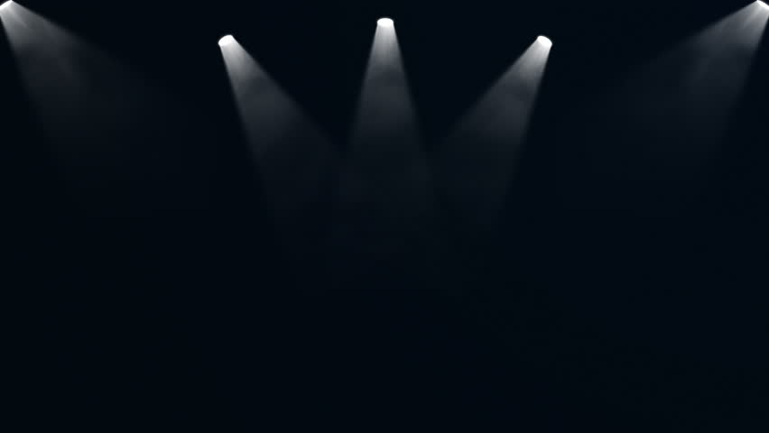 Stage Spotlight Background Animation. Realistic light beams and smoke in dark scene. Perfect for concert intro, logo reveal, music video, theater stage, or dramatic event promo.