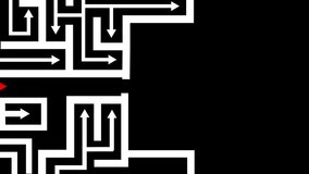 Seamless loop. White labyrinth maze and red arrow. Сhoose your path. Finding and looking for a solution, change your life, leadership concept. - 4K stock video - Powered by Shutterstock - Get 15% off with code: PIKWIZARD15