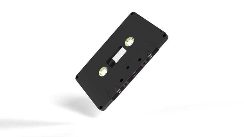 Audio cassette tape change color on white bg able to loop endless 4k. 3D Illustration