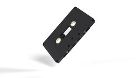 Audio cassette tape change color on white bg able to loop endless 4k. 3D Illustration - Powered by Shutterstock - Get 15% off with code: PIKWIZARD15