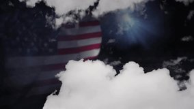 Football player emerging from swirling white fog, wearing metallic helmet, holding ball aloft. Athlete, sporting event, stadium, fog, intensity, victory, masculine - Powered by Shutterstock - Get 15% off with code: PIKWIZARD15