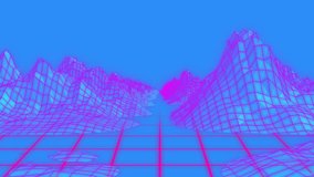 Neon wireframe grid plane extending toward horizon, featuring wireframe peaks and light streaks. Futuristic, cyberpunk, digital, abstract, geometric, vibrant, energetic - Powered by Shutterstock - Get 15% off with code: PIKWIZARD15