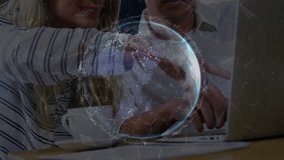 tech team standing behind transparent interface, showing numeric overlays and holographic globe. Futuristic, innovation, collaboration, digital, technology, high-tech, data - Powered by Shutterstock - Get 15% off with code: PIKWIZARD15