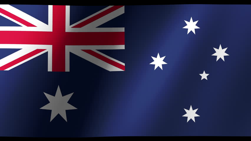 Slow motion 4K animation of the Australia flag waving in the wind. Features blue field with Union Jack and stars. Ideal for patriotic, cultural, and educational videos.