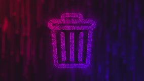 A vibrant trash can icon, formed with radiant particles on a dynamic, colorful background. Ideal for data deletion concepts. - Powered by Shutterstock - Get 15% off with code: PIKWIZARD15