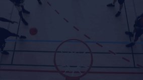 male basketball player leaping dunk inside gym, displaying animated sports data charts and graphs. Athletic, dynamic, fitness, performance, analysis, visualization, modern - Powered by Shutterstock - Get 15% off with code: PIKWIZARD15